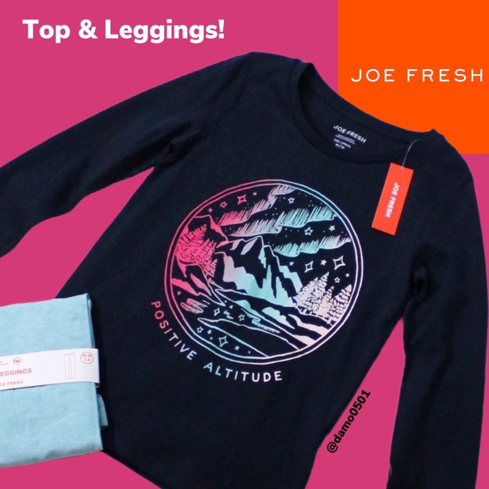 NWT Joe Fresh Girls 2 Piece Positive Graphic Set